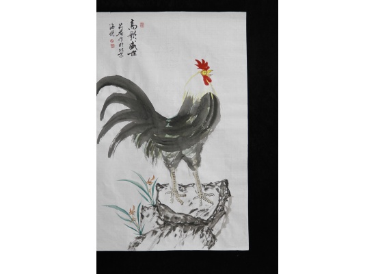 书画家杜莉芳老师手画公鸡高歌盛世