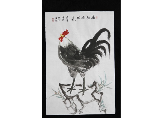 书画家杜莉芳老师手画公鸡高歌盛世美