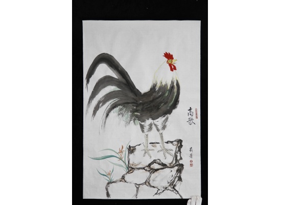 书画家杜莉芳老师手画公鸡高歌